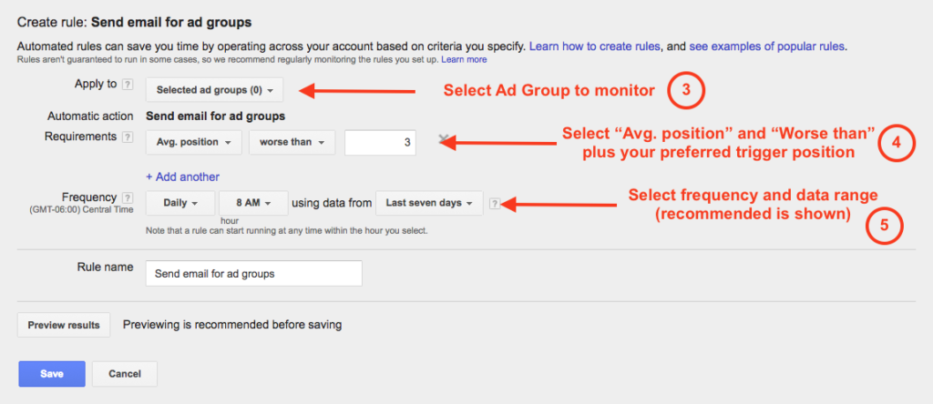 Automated Average Position Rules Step 2