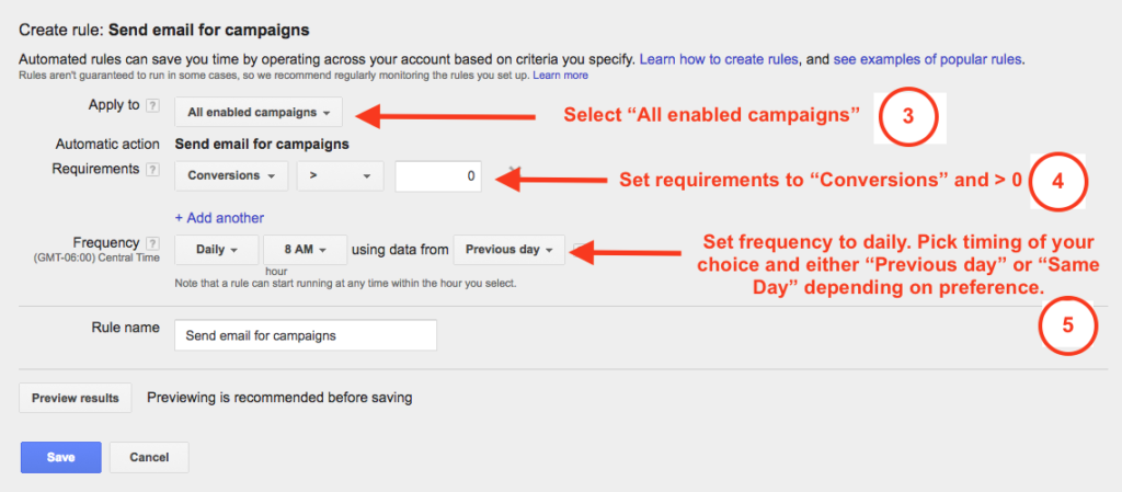 Automated Conversions Rule Step 2