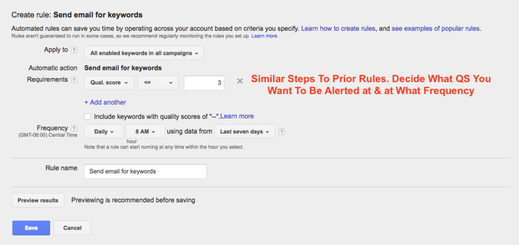 Automated Quality Score Rule Step 2