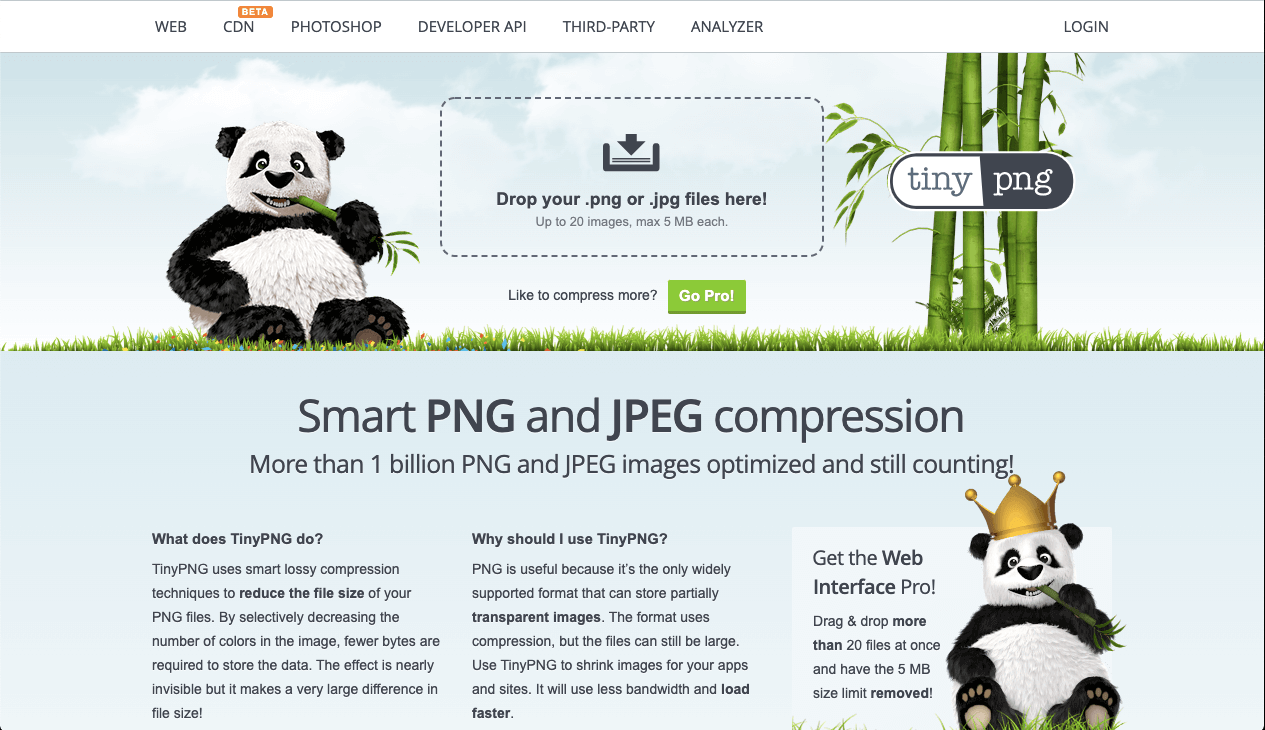 Screenshot of TinyPNG Content Marketing Tool