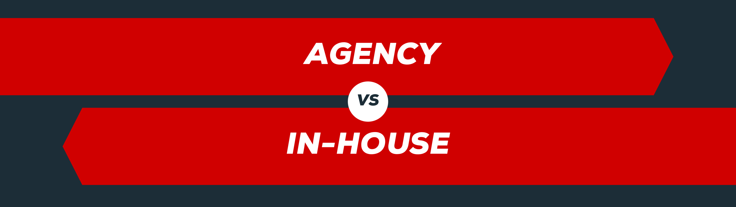 Infographic depicting the decision between choosing a marketing agency or an in-house approach.