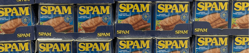 tins of spam stacked up