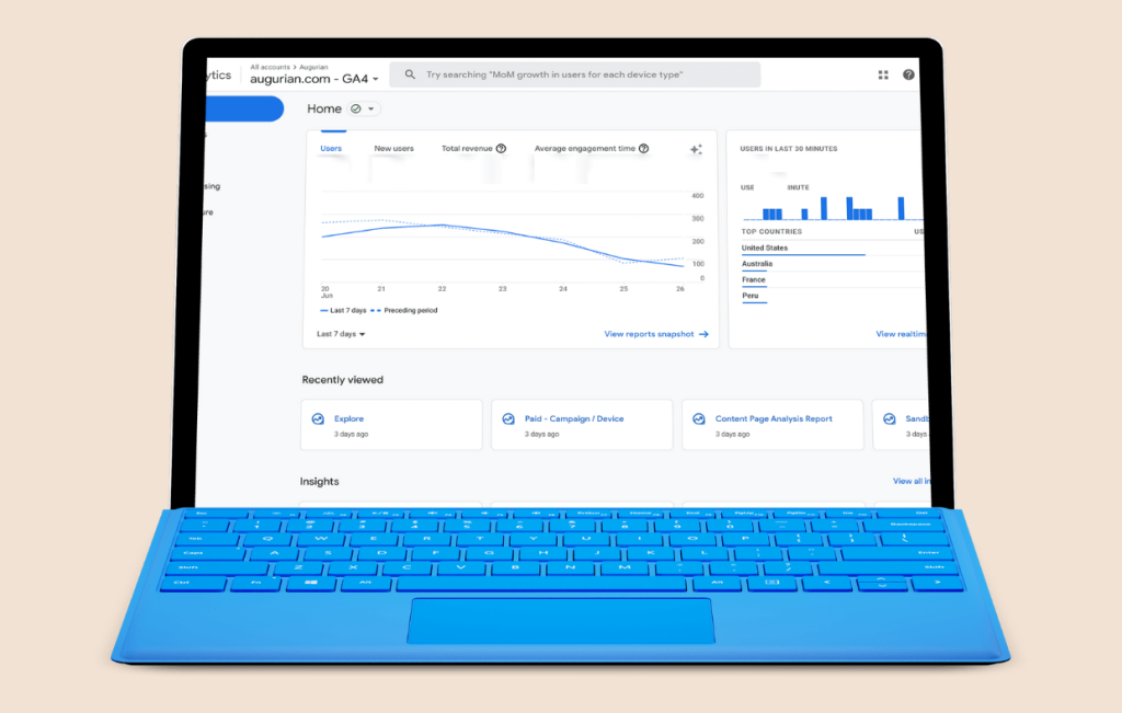 google analytics 4 user interfact