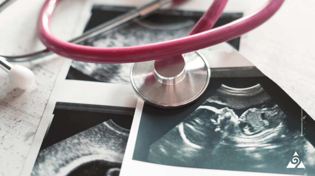 ultrasound images of baby and a stethoscope