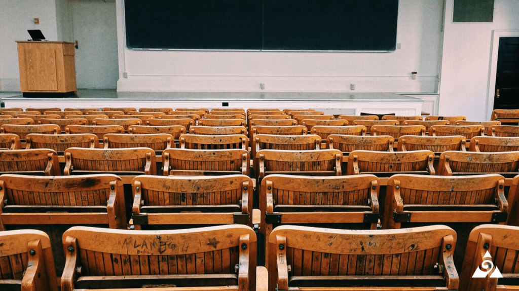 empty seats in a college classroom