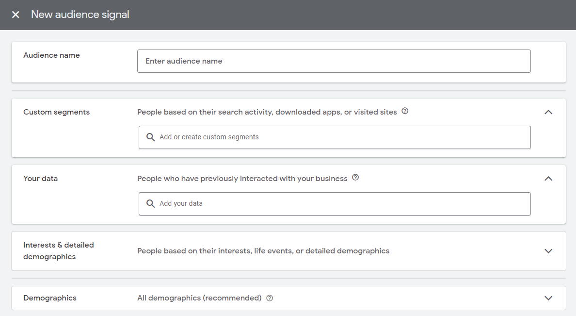 performance max audience signals