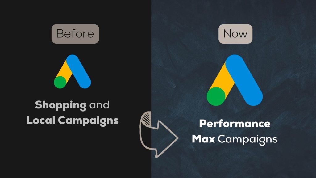 graphic showing that performance max has replaced shopping and local campaigns