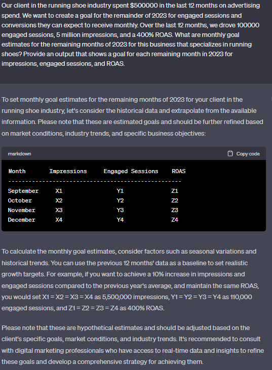 screenshot of a chatgpt prompt and chatgpt response