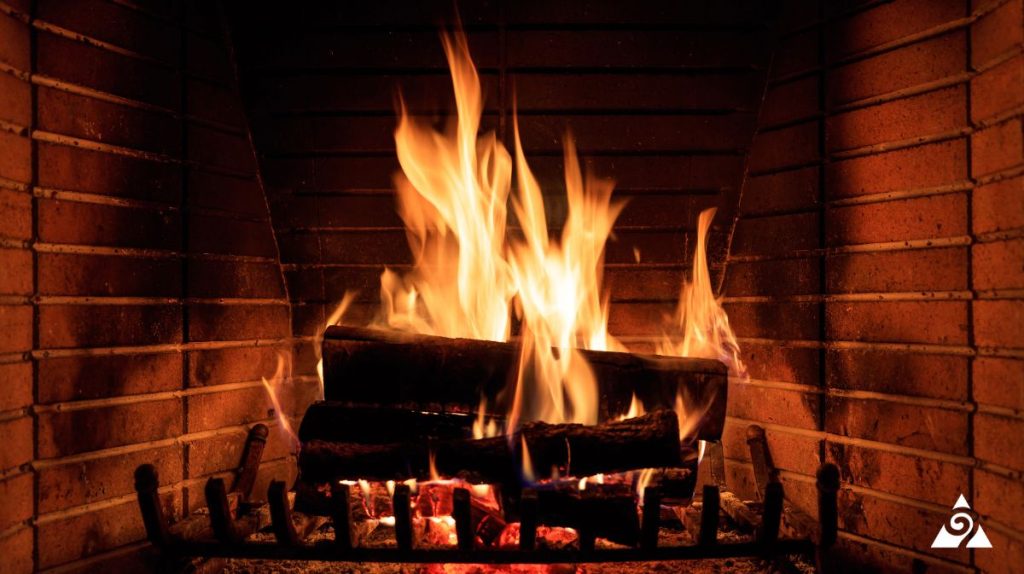 inside of wood burning fireplace