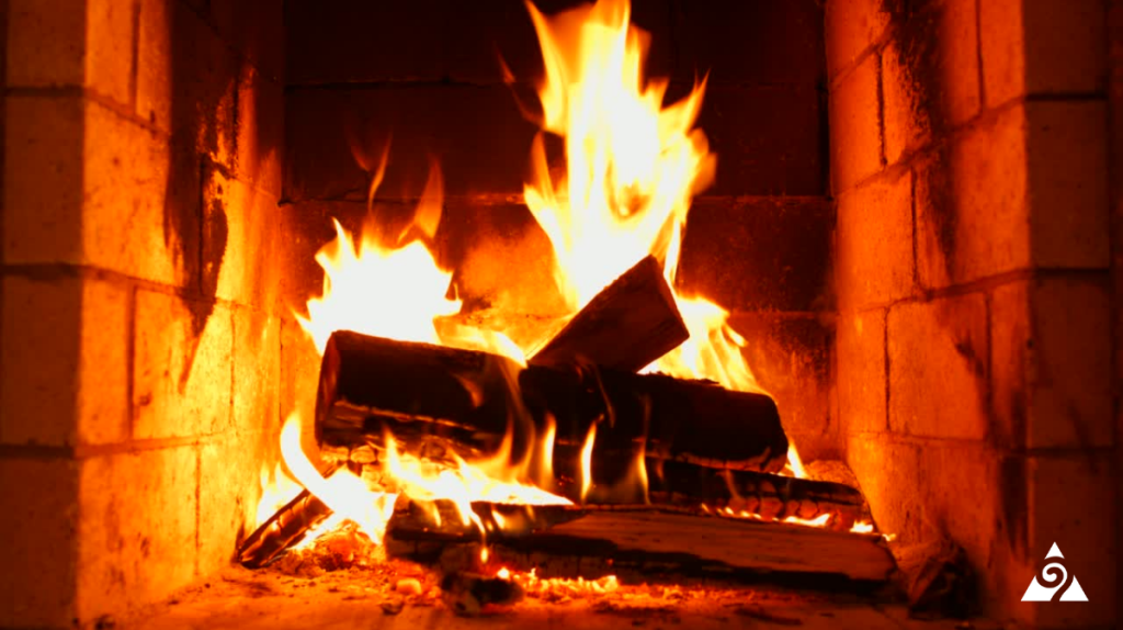 flames inside a fireplace